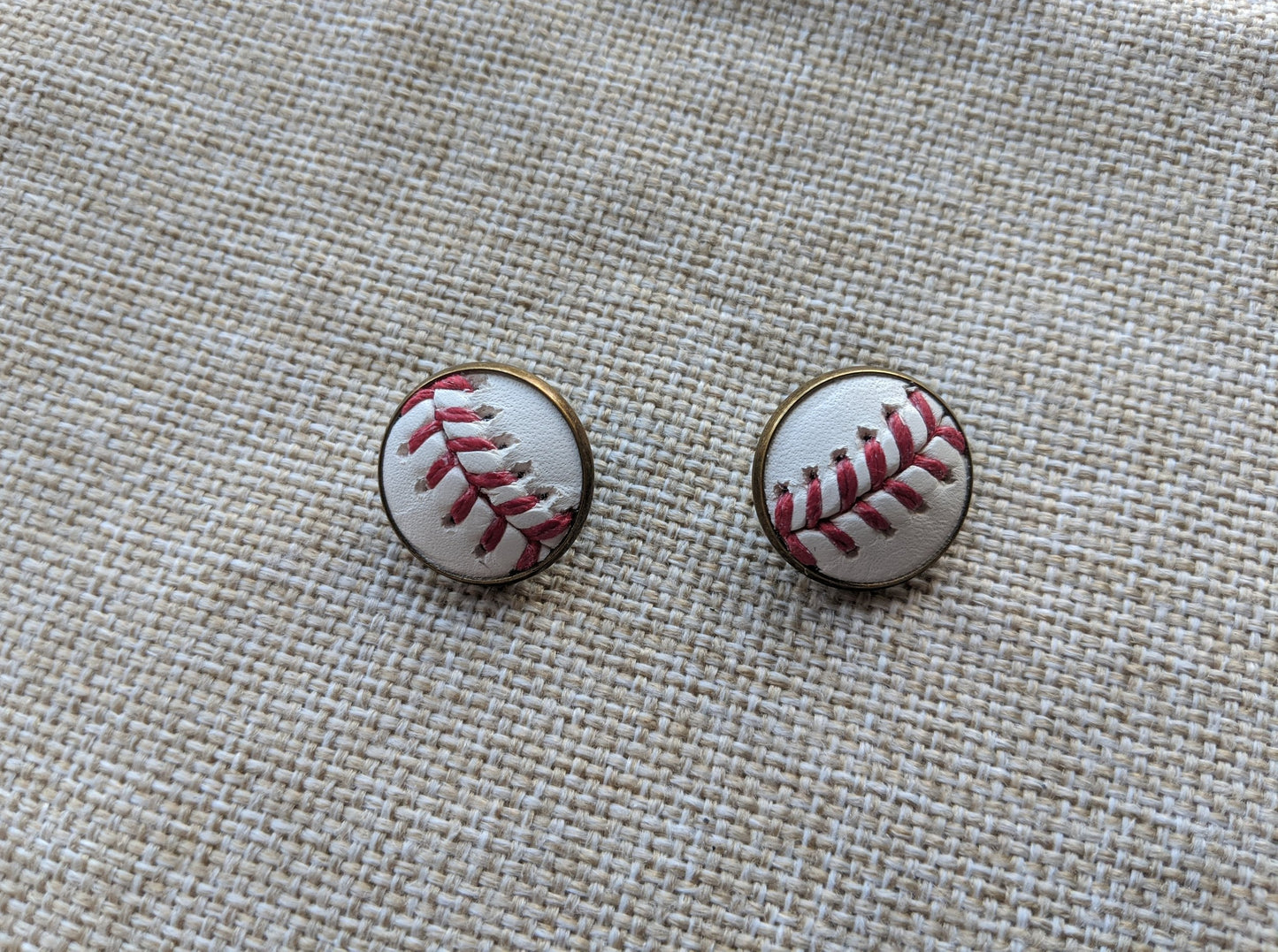 Baseball Clip On Earrings- Antique Bronze