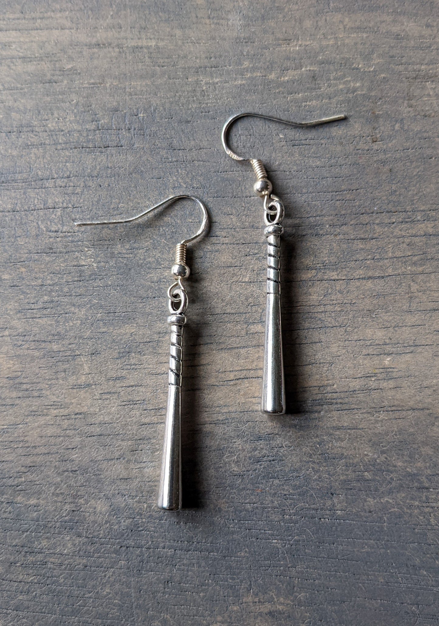 Silver - Baseball Bat Earrings