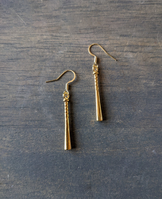 Gold - Baseball Bat Earrings