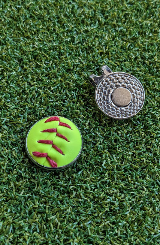 Softball Magnetic Golf Ball Marker Hat Clip