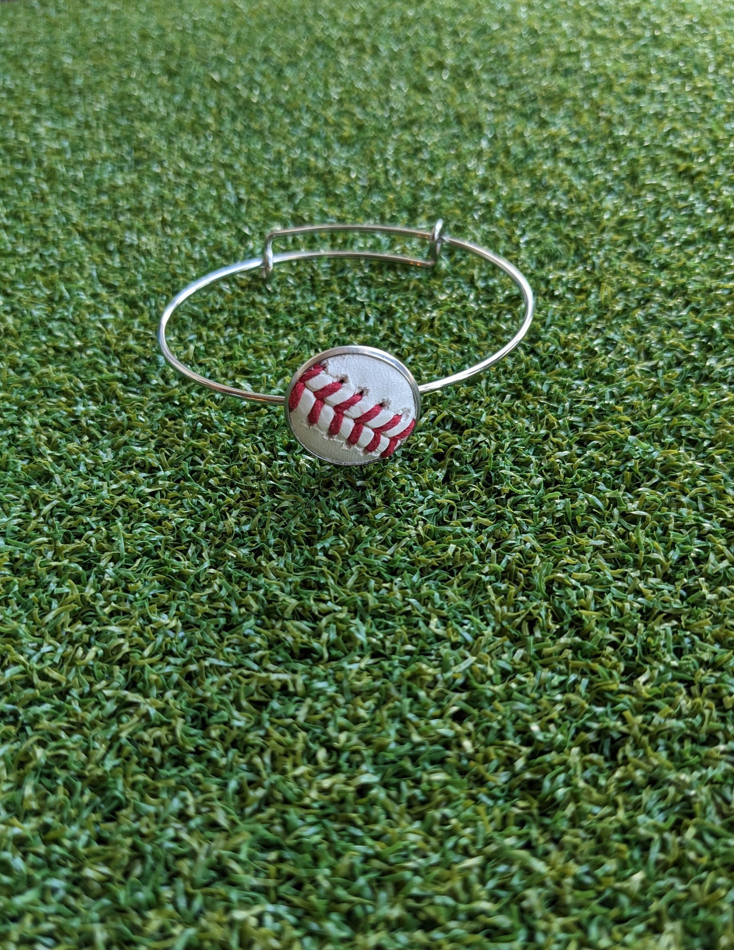 Baseball Double Loop Wire Bangle Bracelet