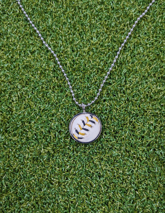 Black & Yellow Stitches - Baseball Necklace - Limited Edition