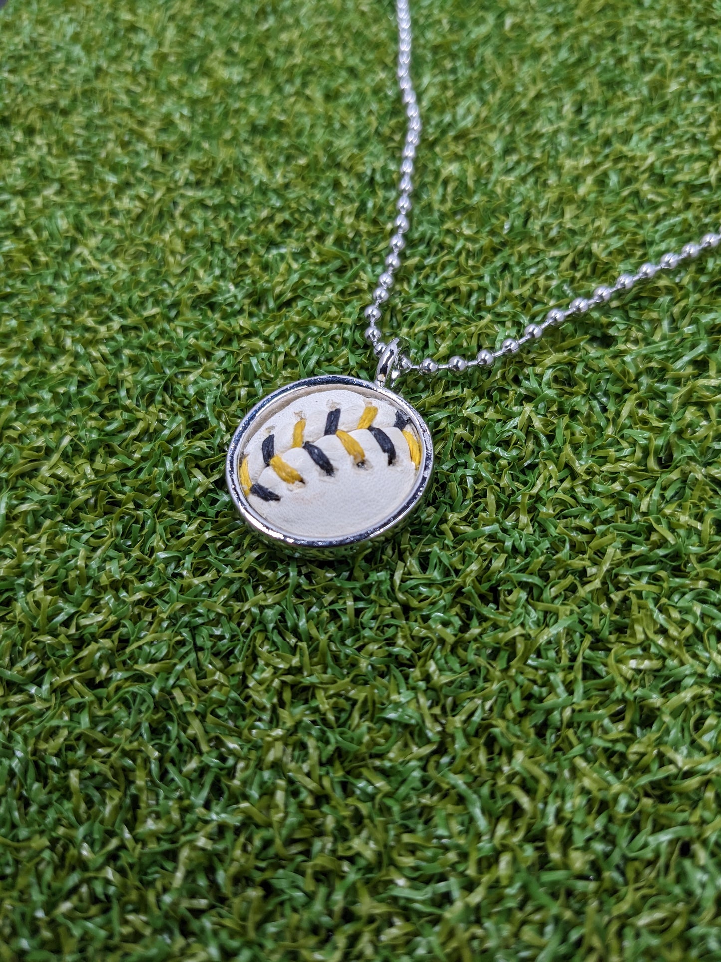 Black & Yellow Stitches - Baseball Necklace - Limited Edition