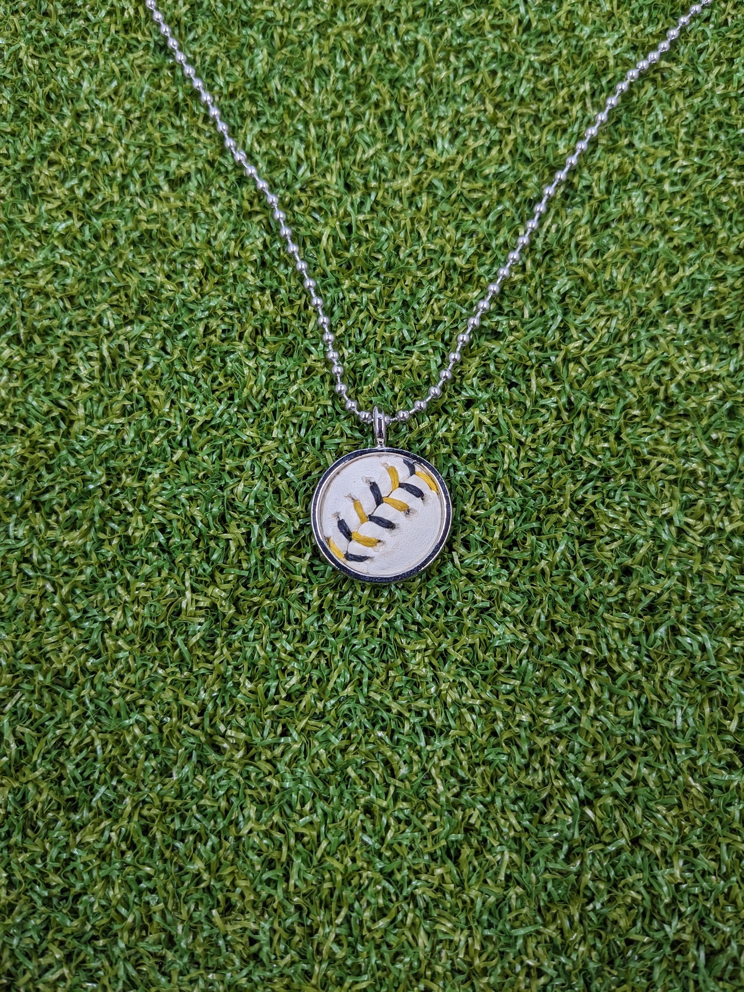 Black & Yellow Stitches - Baseball Necklace - Limited Edition