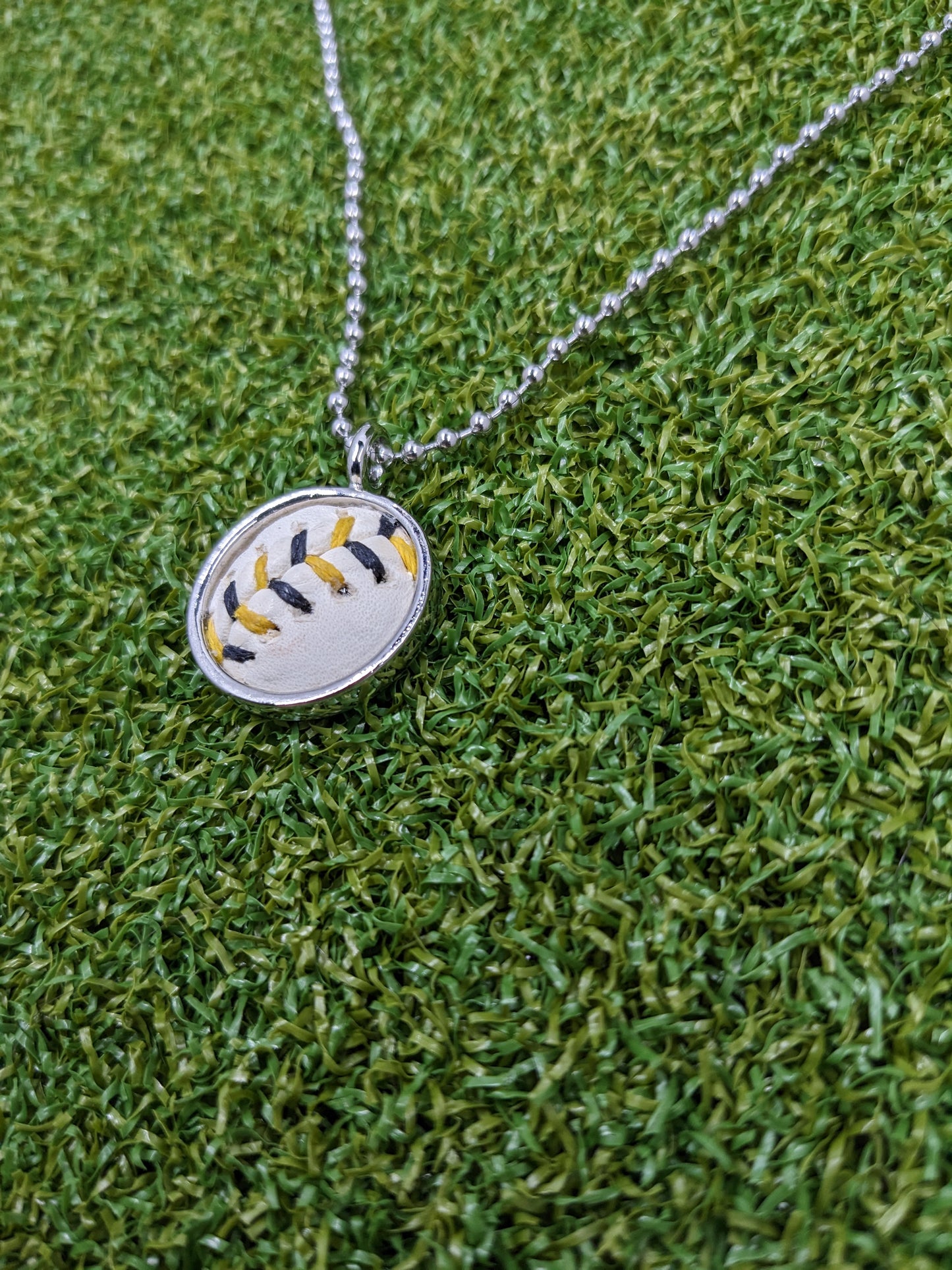 Black & Yellow Stitches - Baseball Necklace - Limited Edition