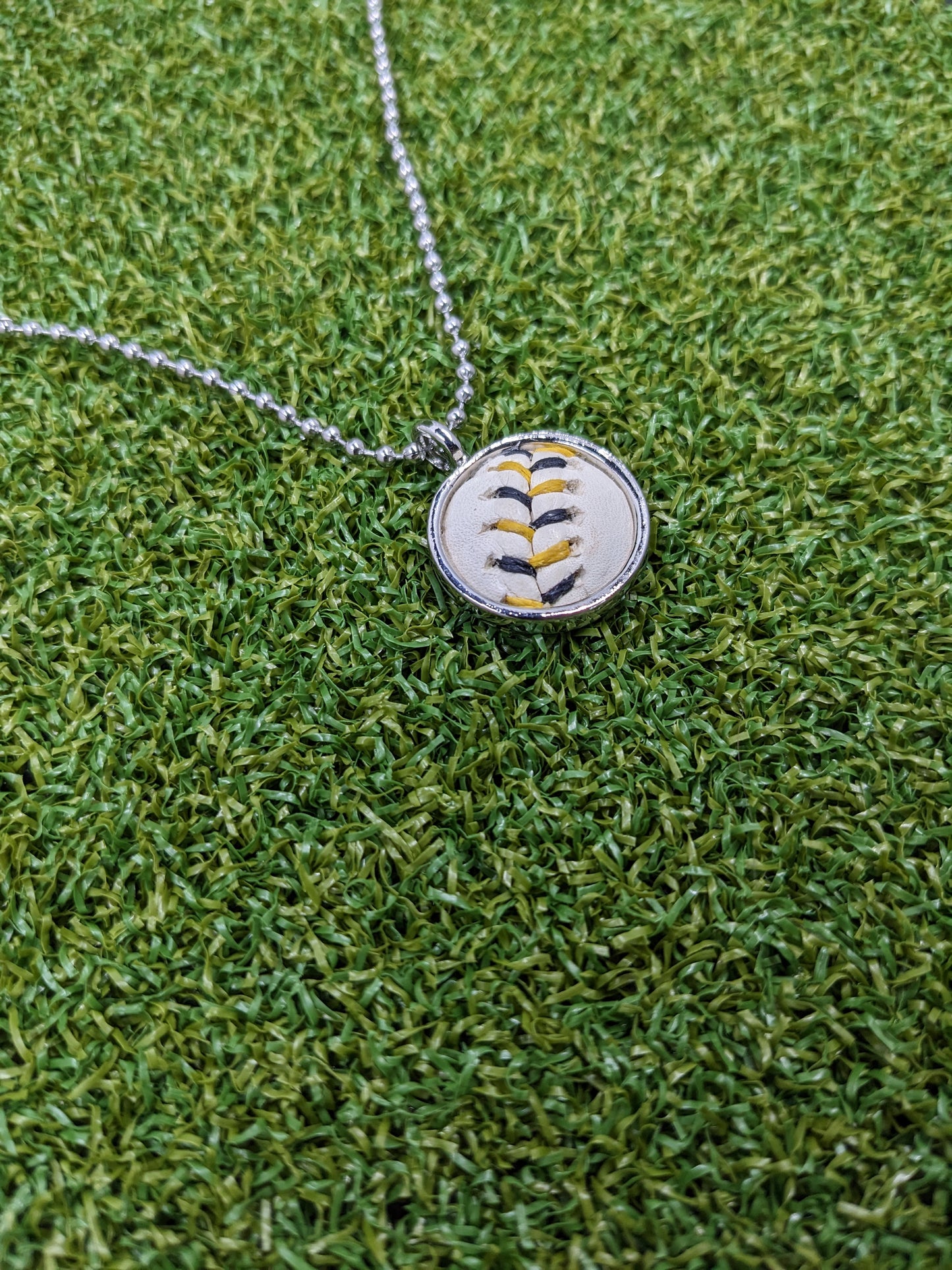 Black & Yellow Stitches - Baseball Necklace - Limited Edition