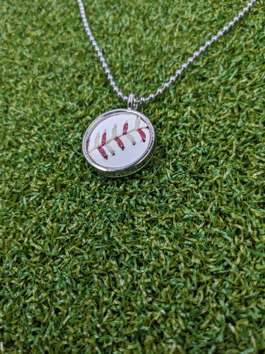 Red & Sand Stitches - Baseball Necklace - Limited Edition