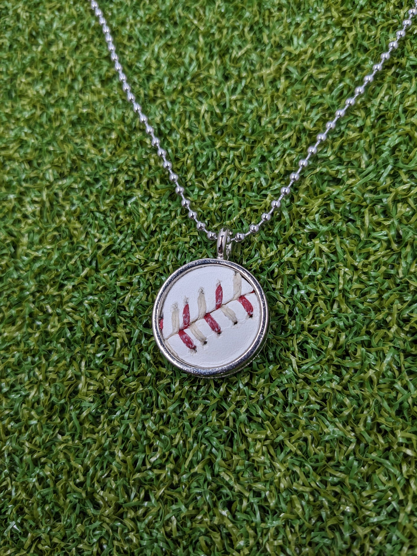 Red & Sand Stitches - Baseball Necklace - Limited Edition
