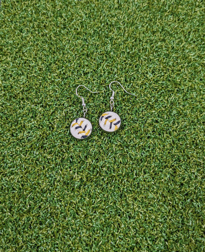 Black & Yellow Stitches - Baseball Small Dangle Earrings - Limited Edition