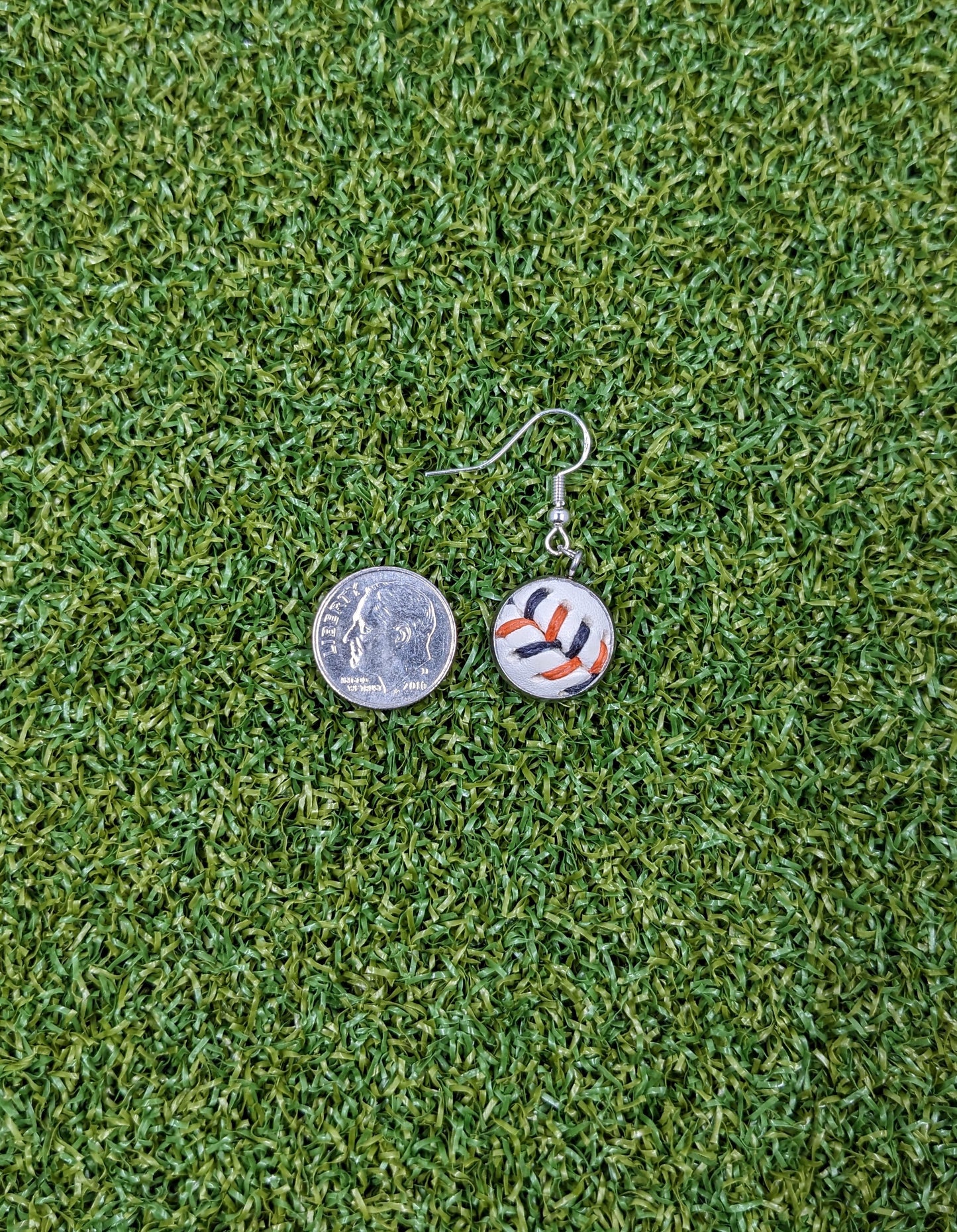 Orange & Black Stitches - Baseball Small Dangle Earrings - Limited Edition