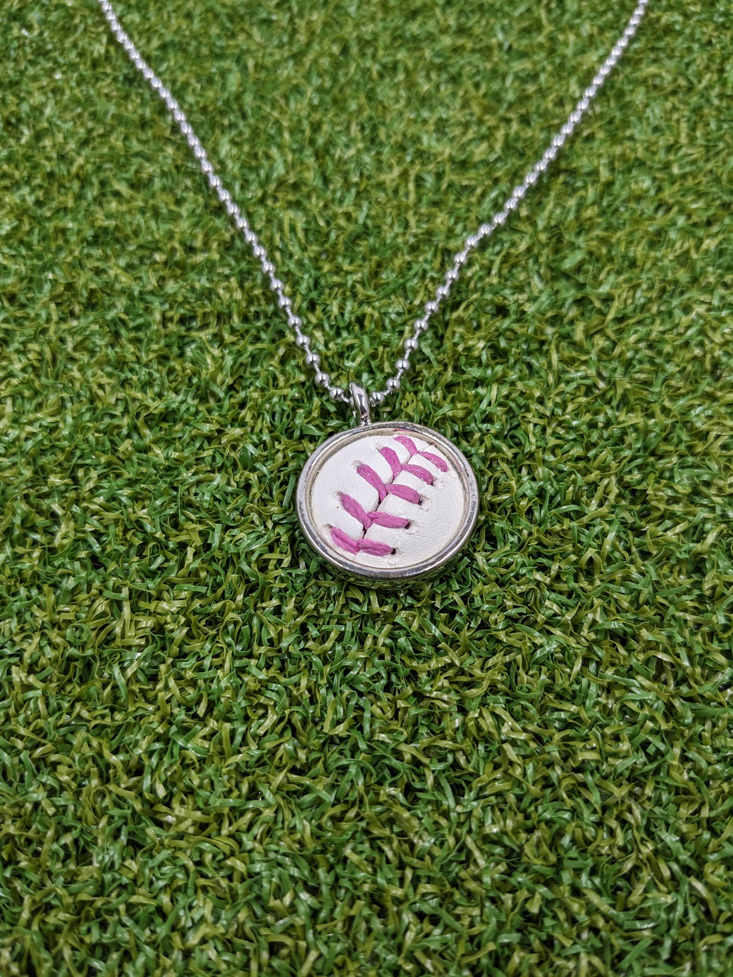 Pink Stitches - Baseball Necklace - Limited Edition