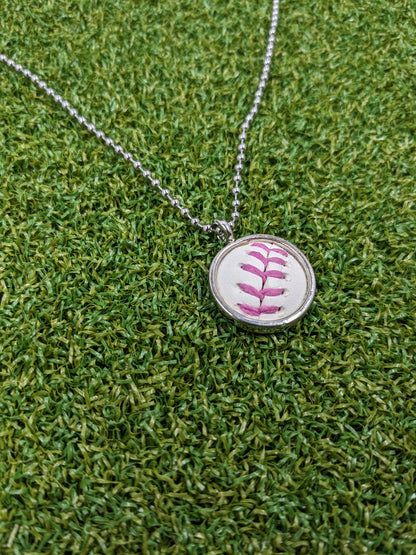 Pink Stitches - Baseball Necklace - Limited Edition