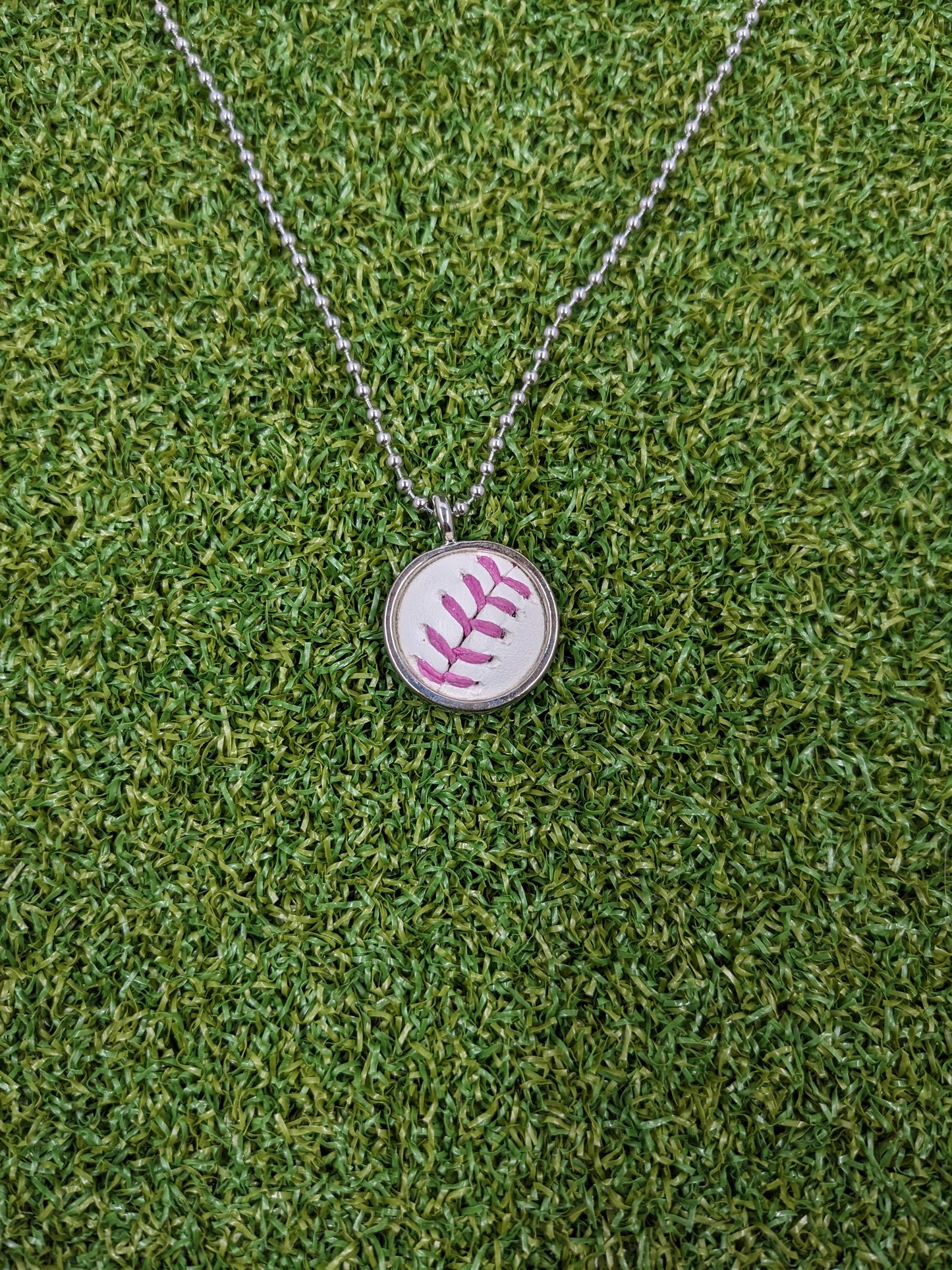 Pink Stitches - Baseball Necklace - Limited Edition