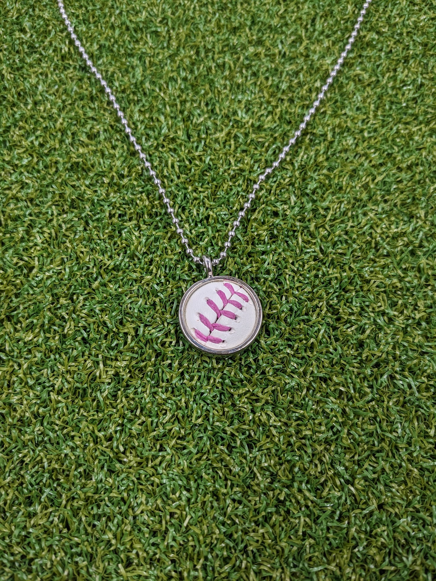 Pink Stitches - Baseball Necklace - Limited Edition
