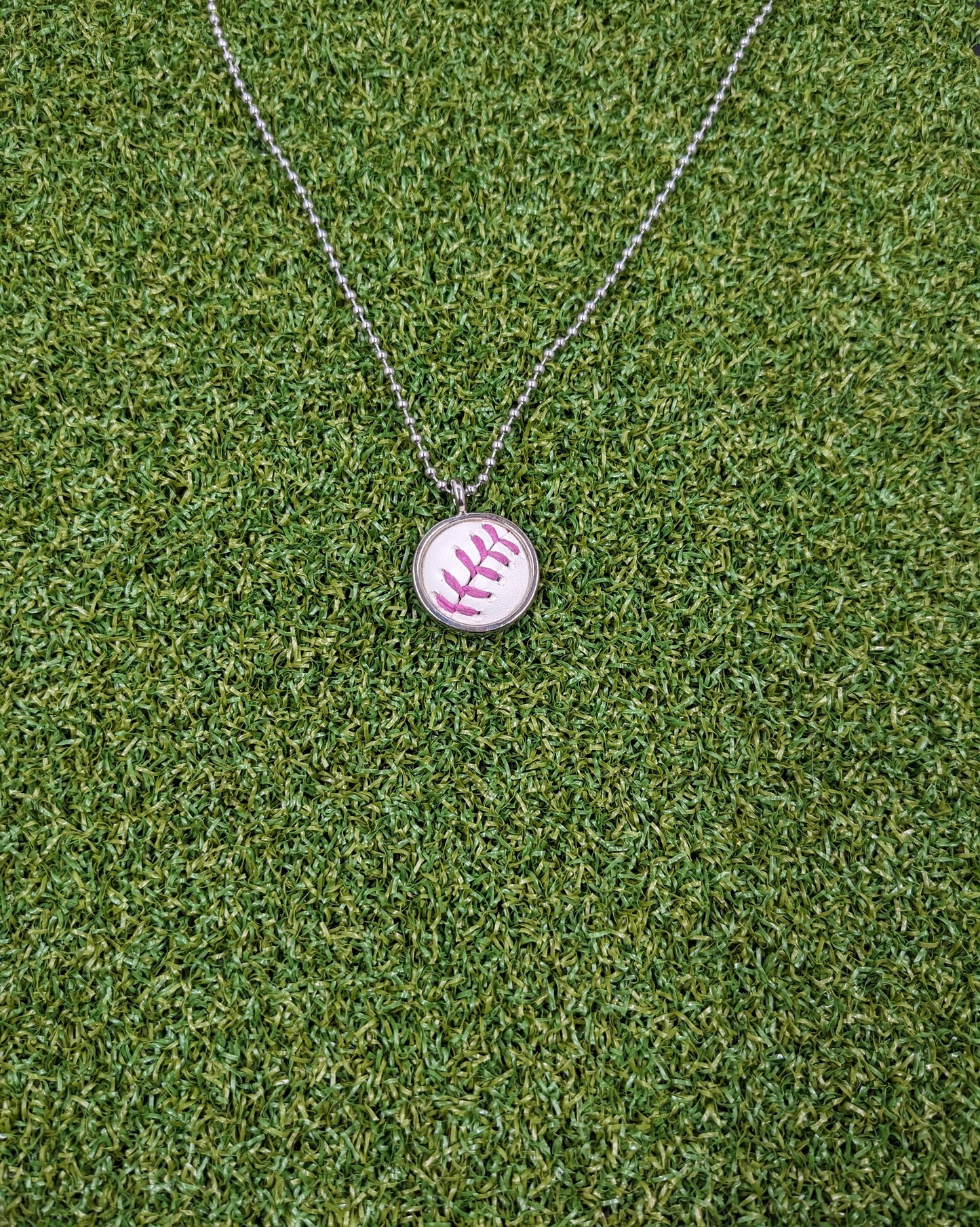 Pink Stitches - Baseball Necklace - Limited Edition