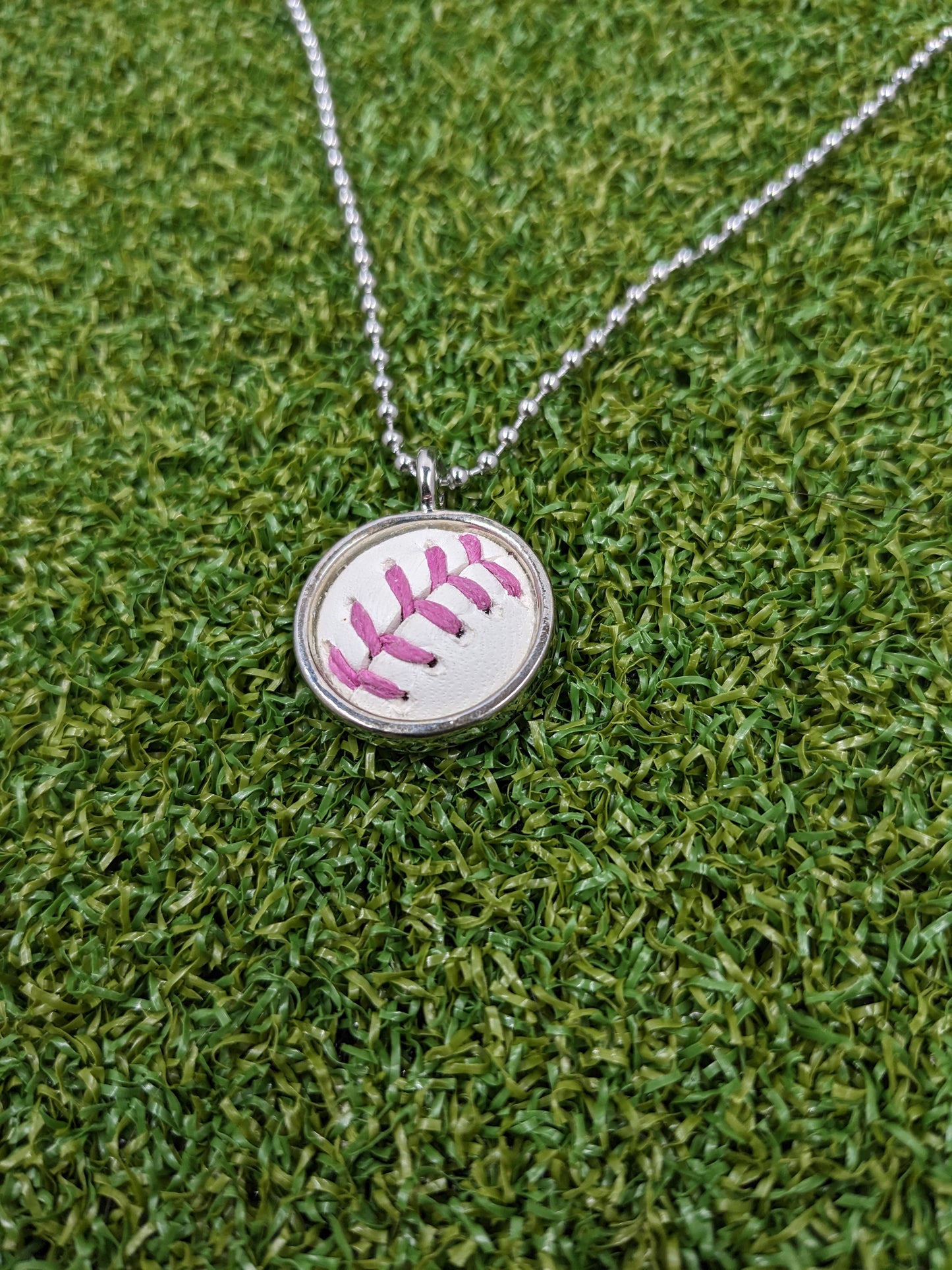 Pink Stitches - Baseball Necklace - Limited Edition