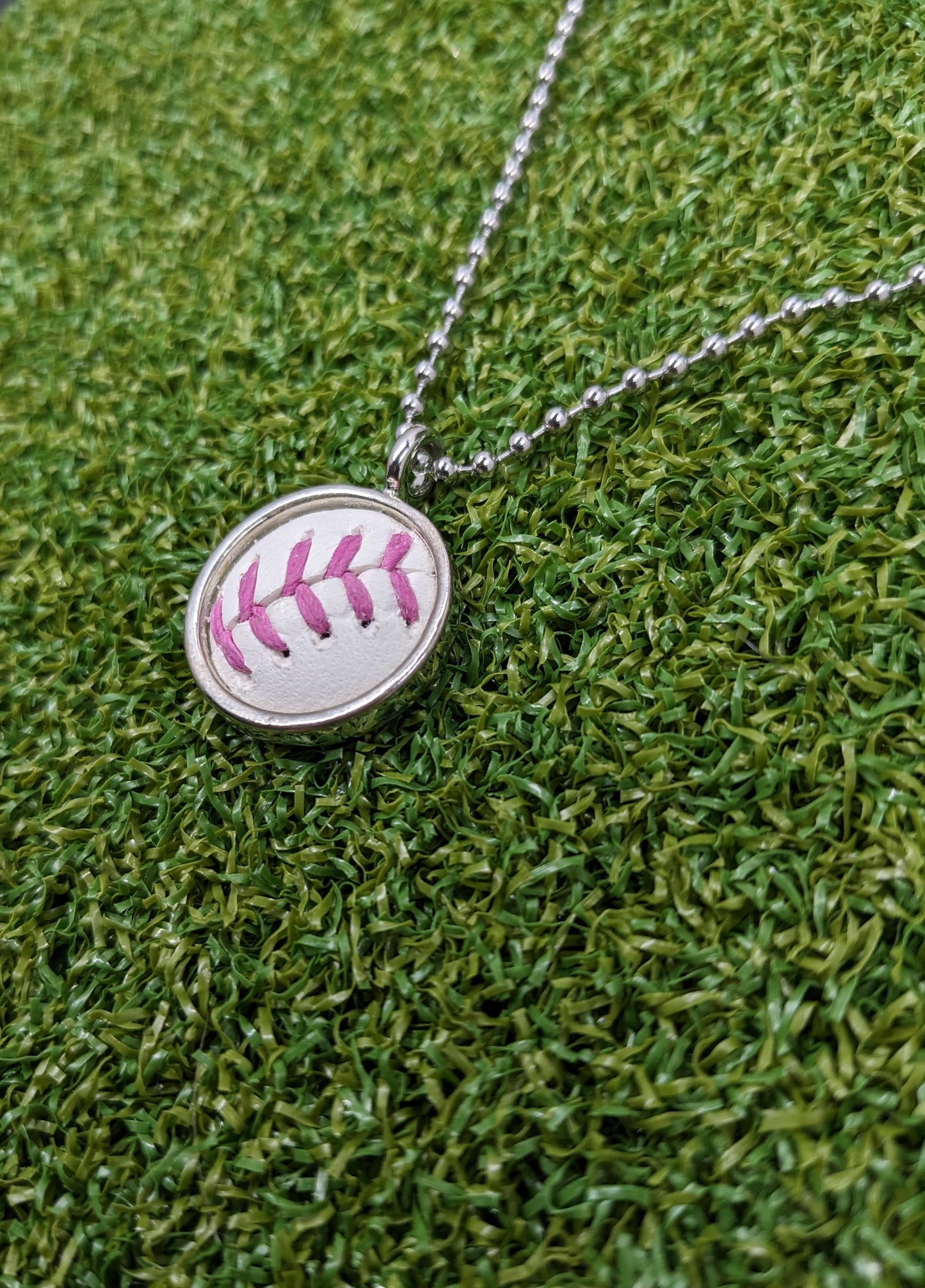 Pink Stitches - Baseball Necklace - Limited Edition