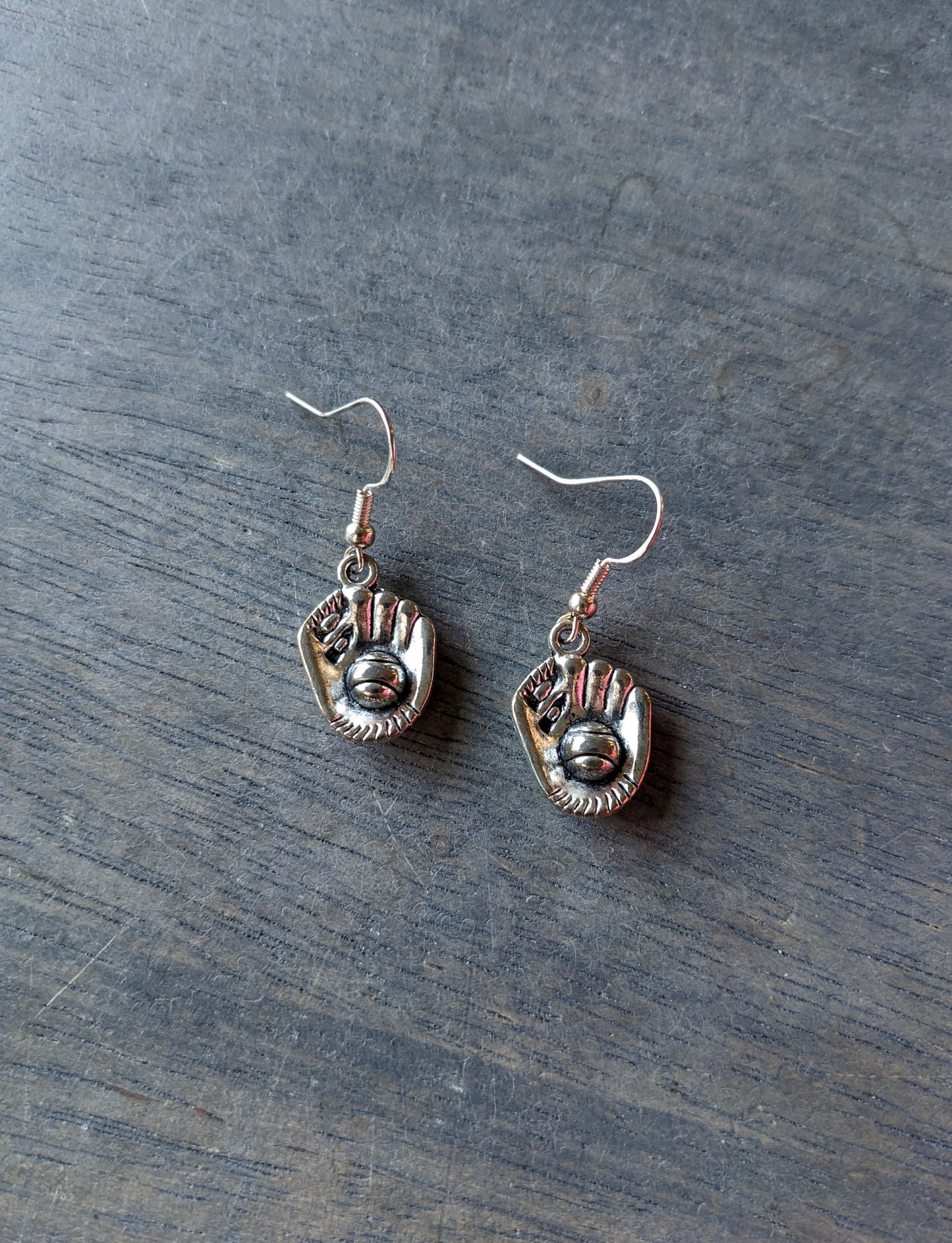 Silver Baseball Glove Earrings