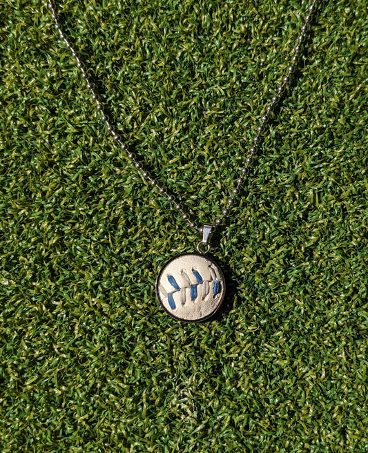 Blue & Gray Stitches - Baseball Necklace - Limited Edition