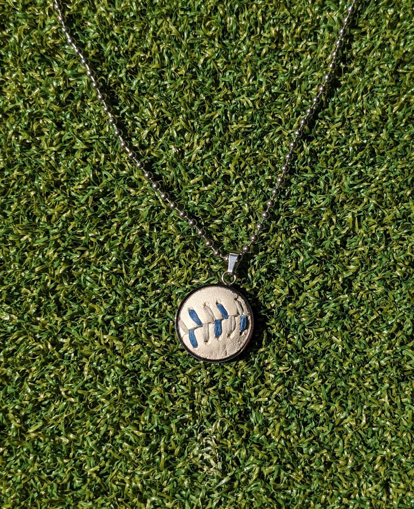 Blue & Gray Stitches - Baseball Necklace - Limited Edition