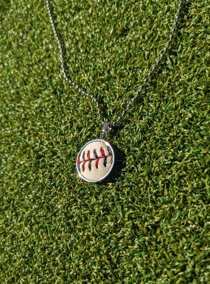 Red & Blue Stitches - Baseball Necklace - Limited Edition