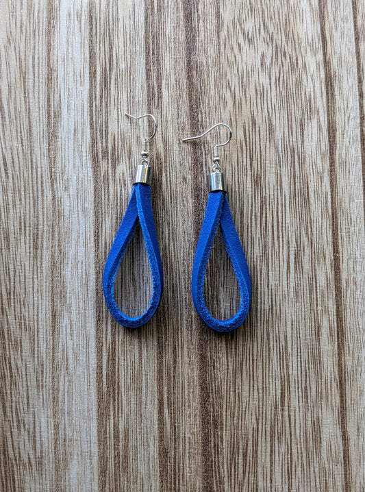 Blue Baseball Glove Leather Earrings