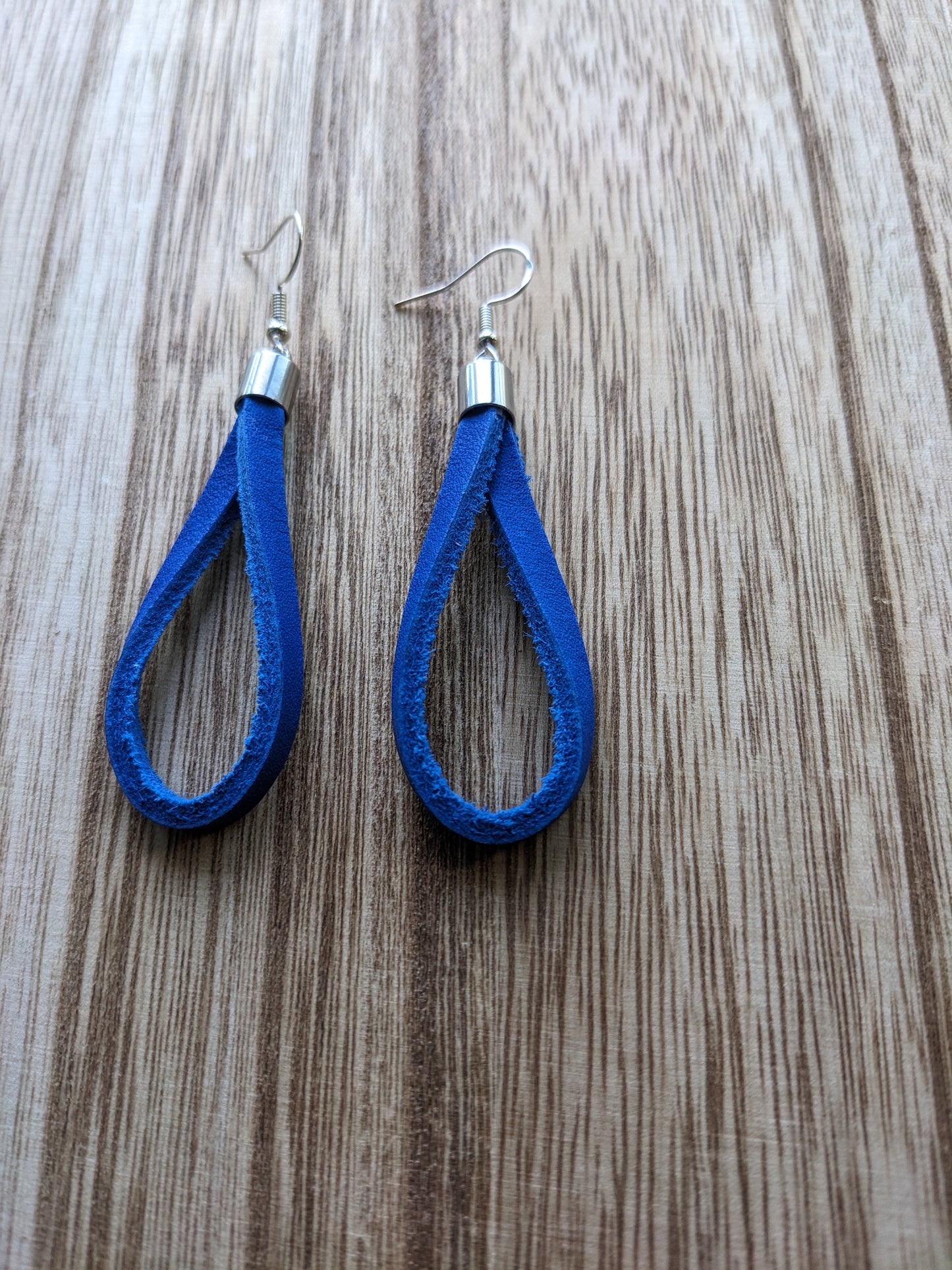 Blue Baseball Glove Leather Earrings