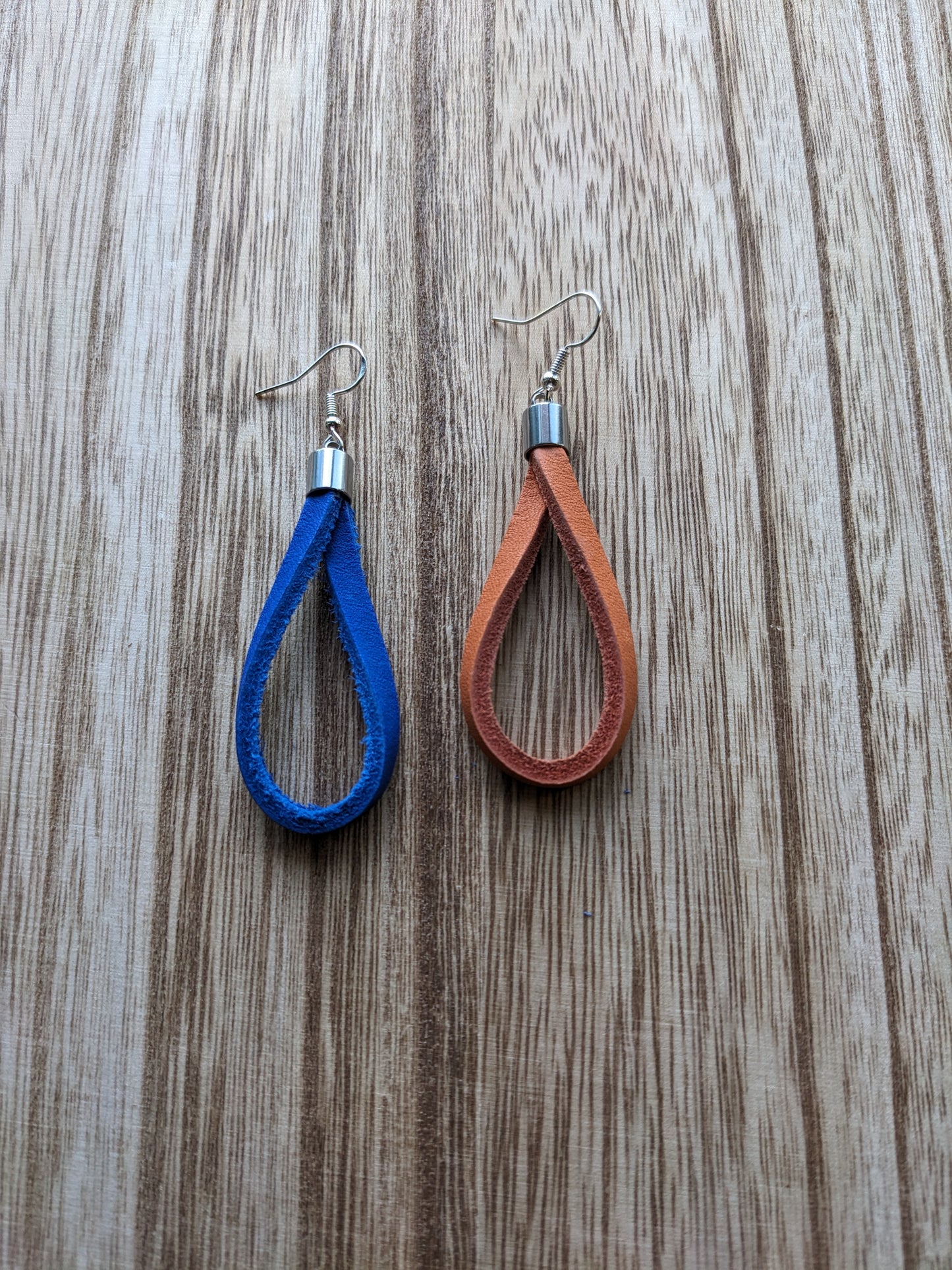Orange & Blue Baseball Glove Leather Earrings