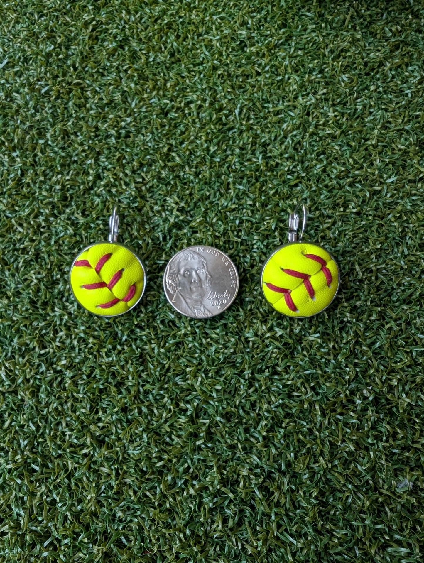 Softball Earrings Leverback Clasp
