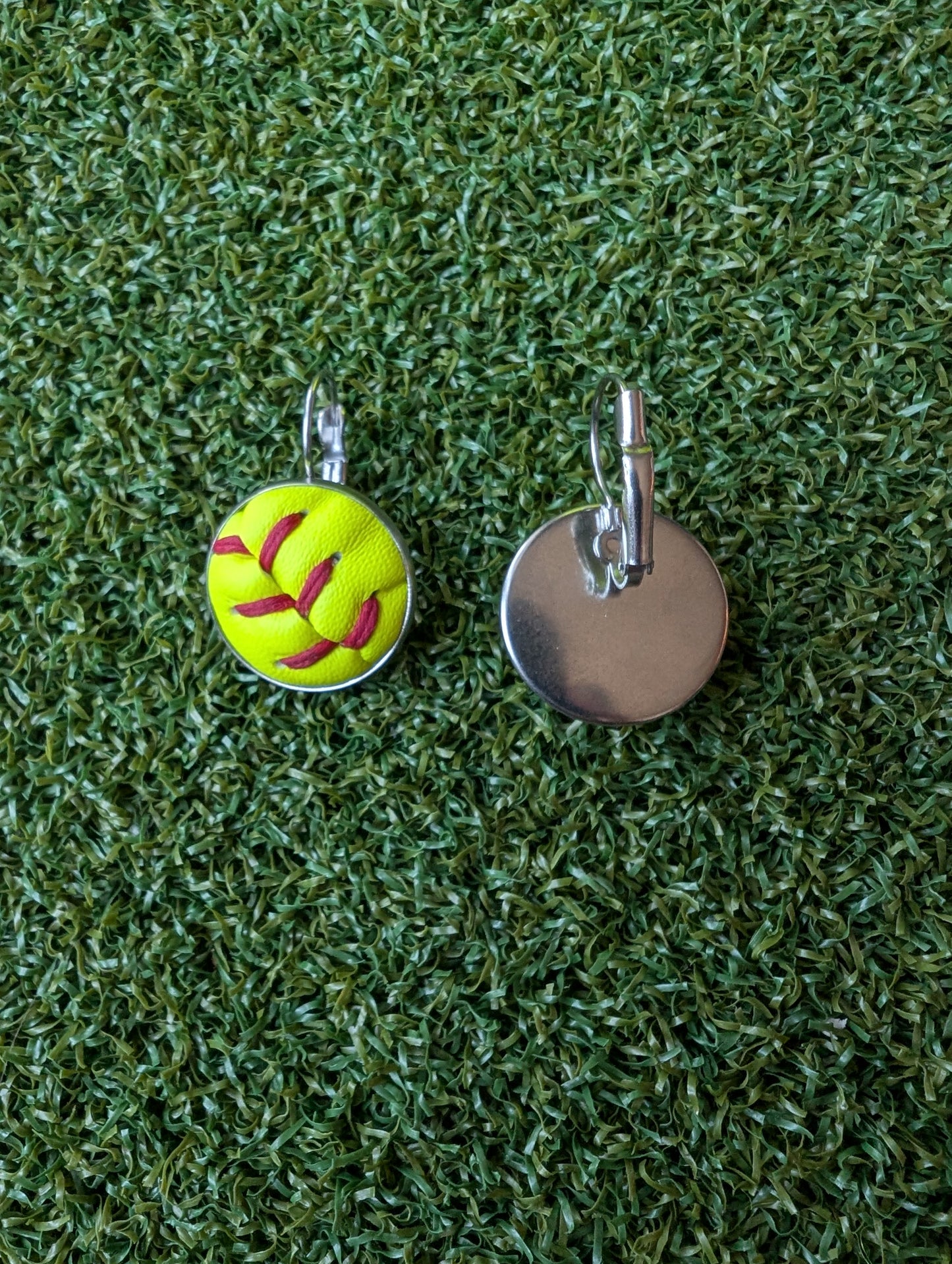Softball Earrings Leverback Clasp