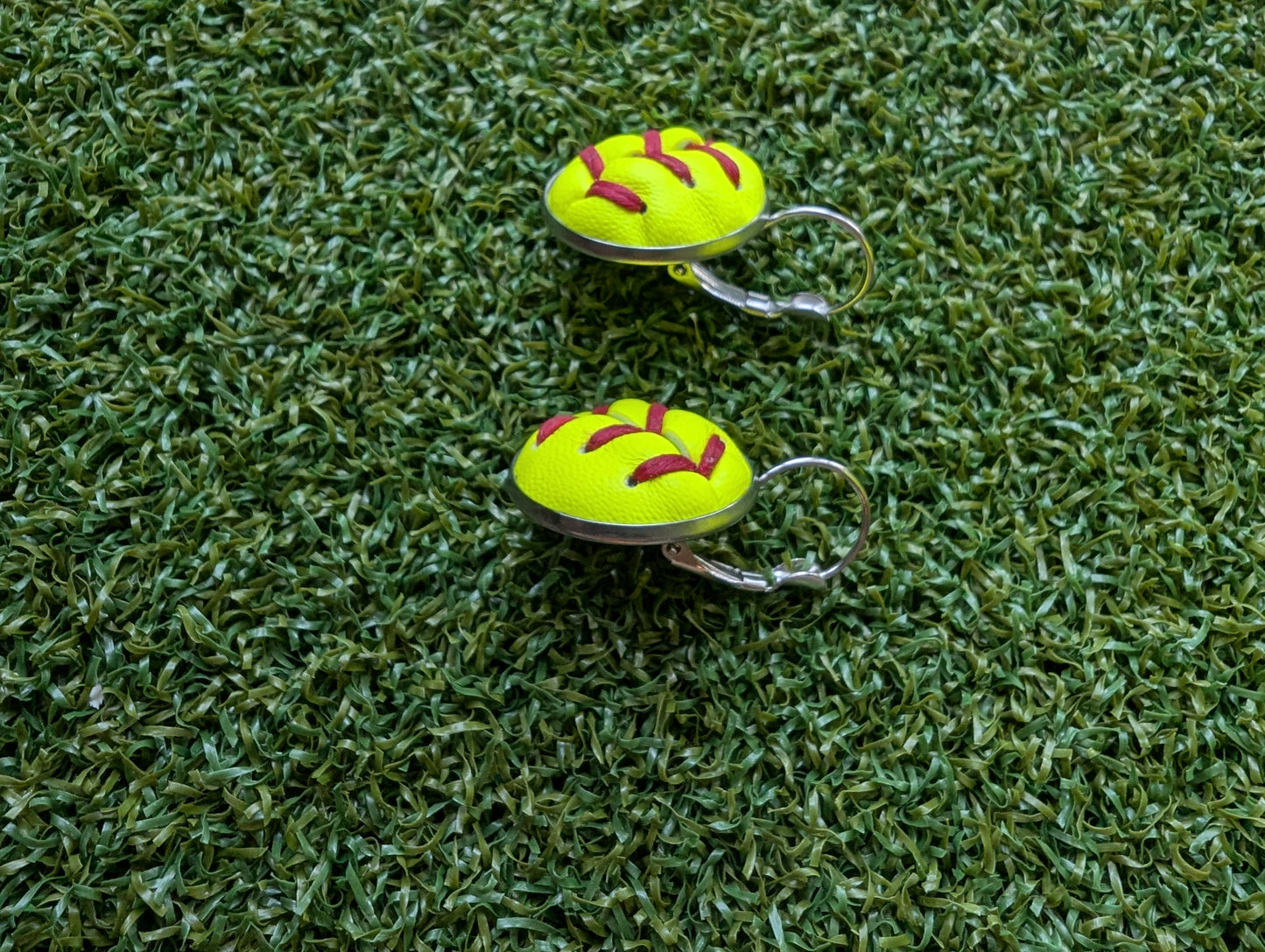 Softball Earrings Leverback Clasp