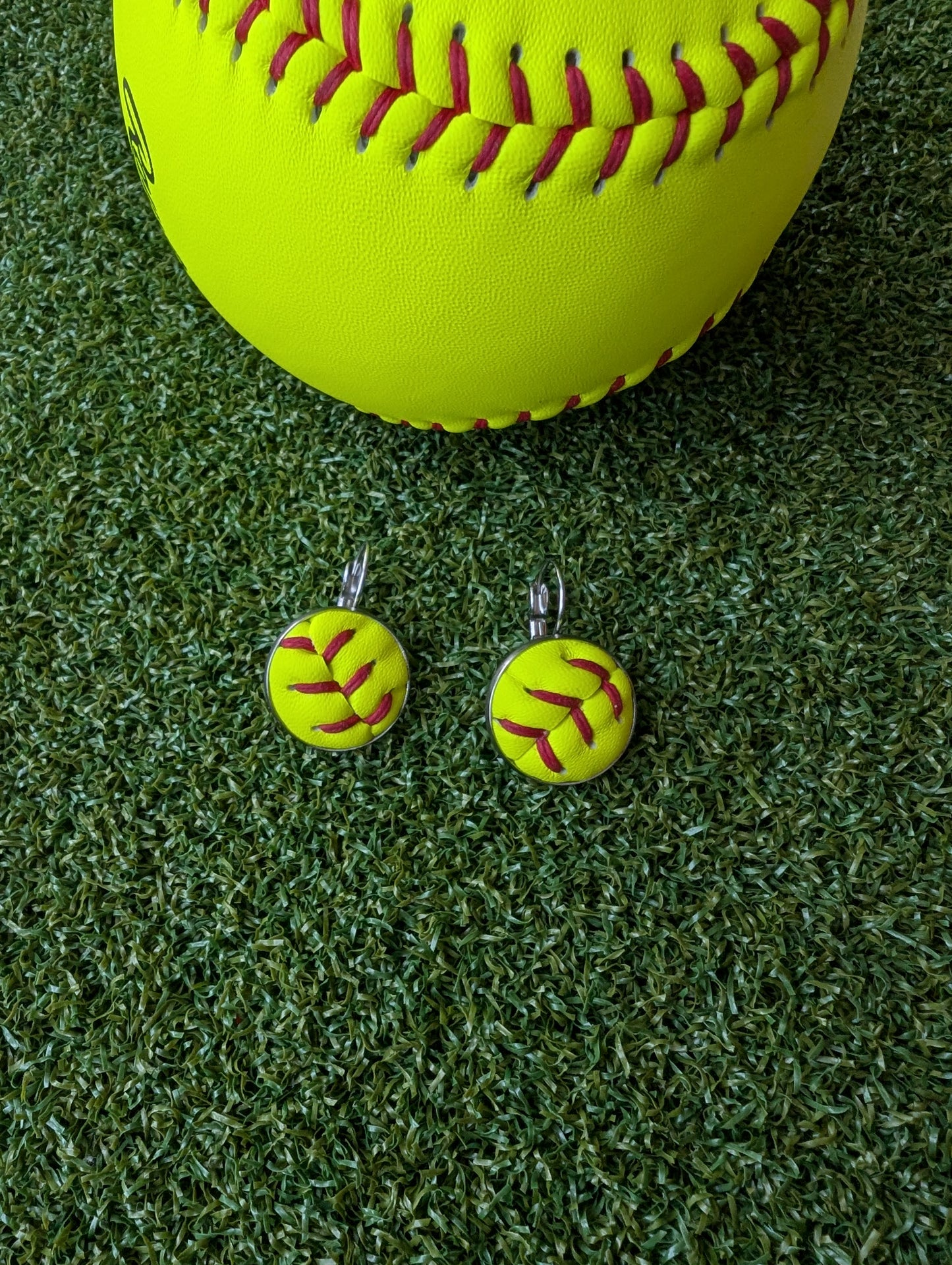 Softball Earrings Leverback Clasp