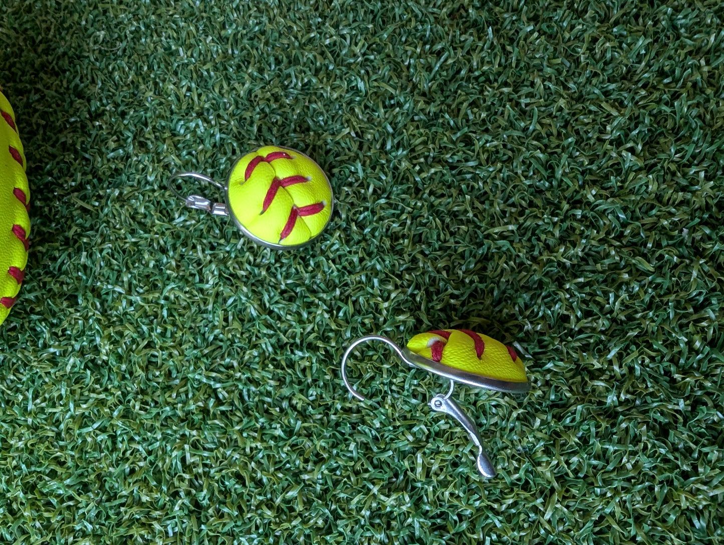 Softball Earrings Leverback Clasp