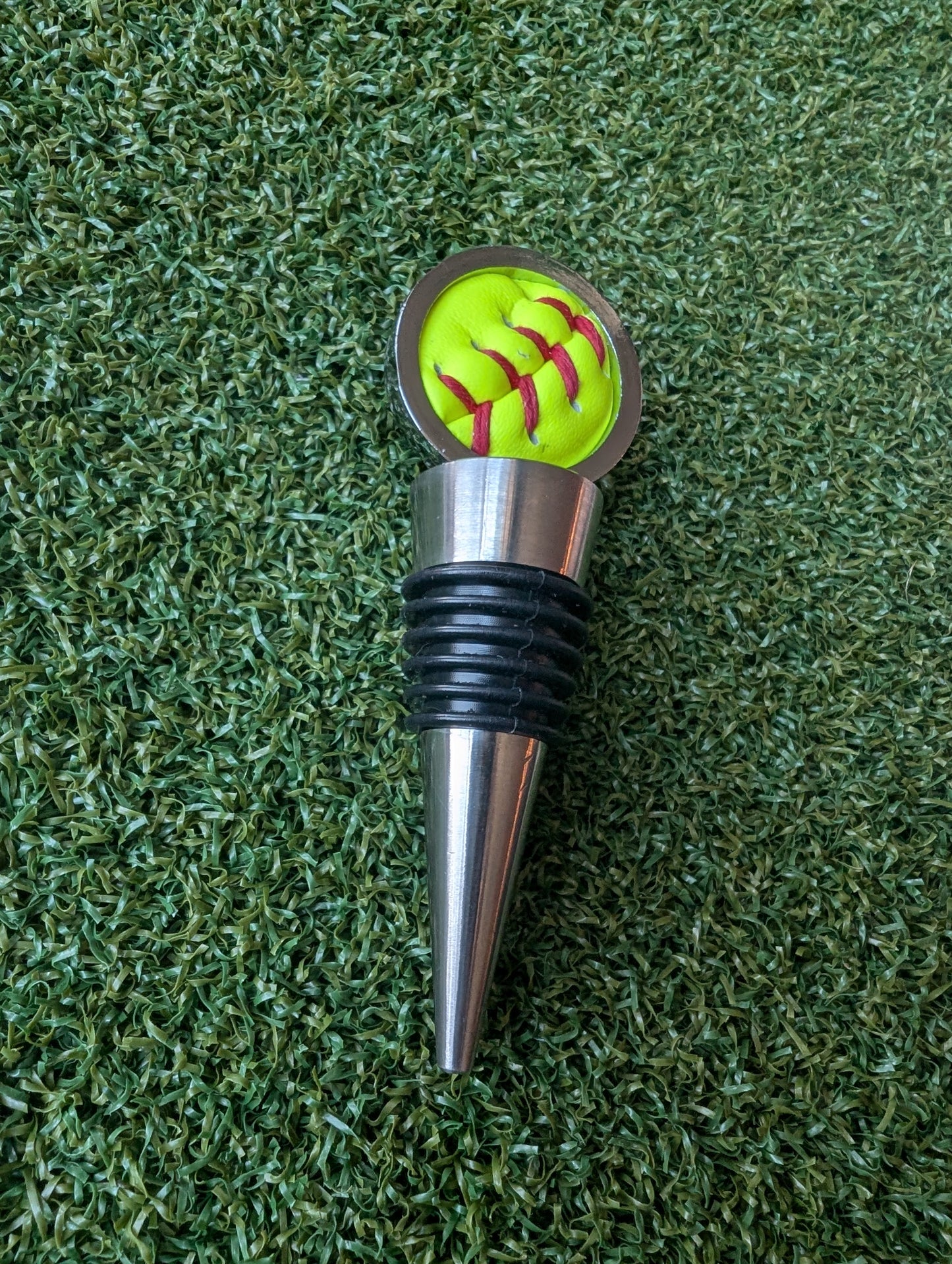Softball Wine Bottle Stopper