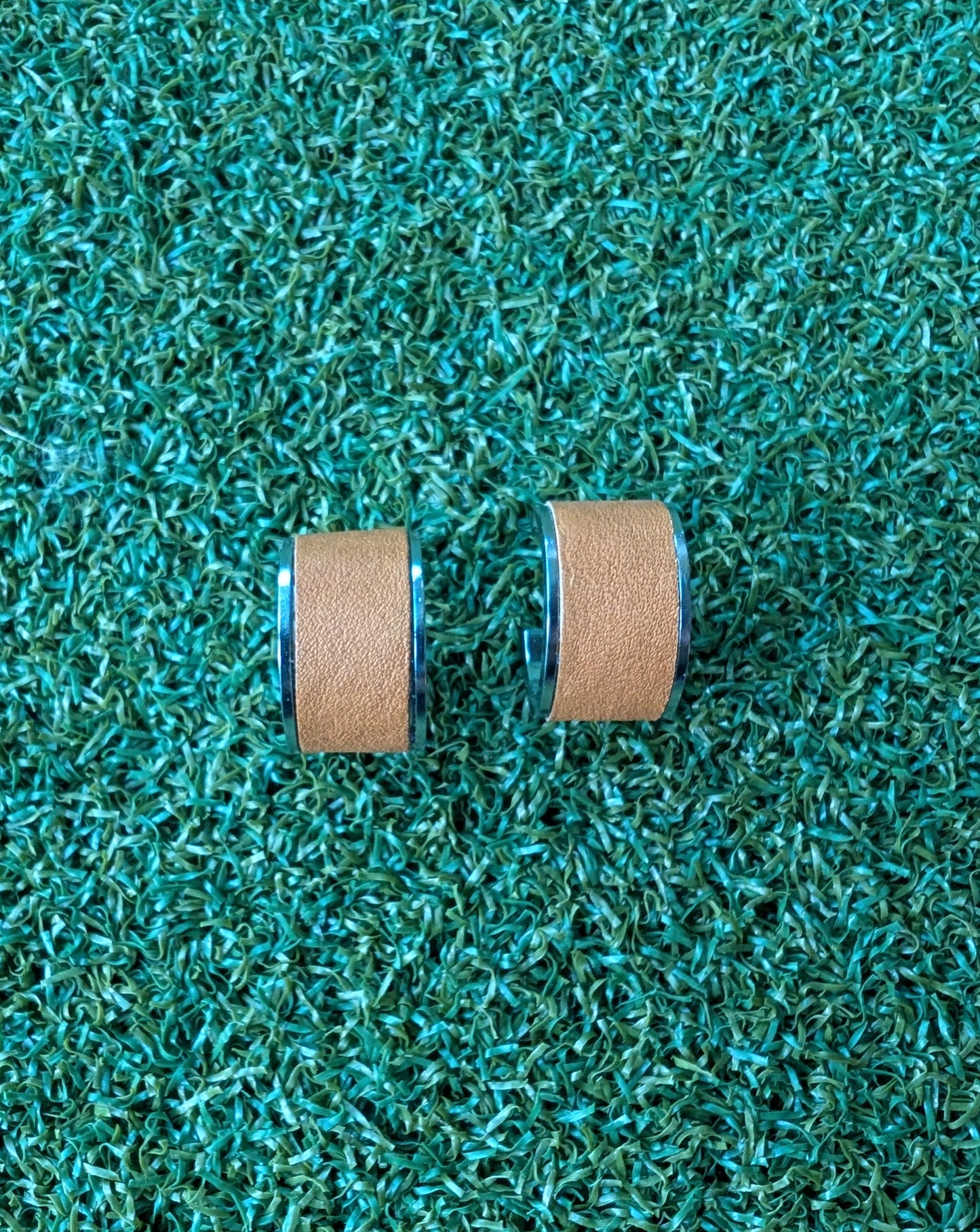 Baseball Glove Leather Hoop Earrings- Small