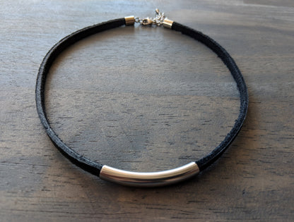 Glove Leather Necklace with Stainless Steel