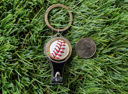 Baseball Bottle Opener/Nail Clipper Combo Keychain