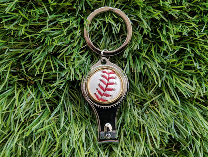 Baseball Bottle Opener/Nail Clipper Combo Keychain