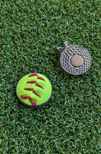 Softball Magnetic Golf Ball Marker Hat Clip