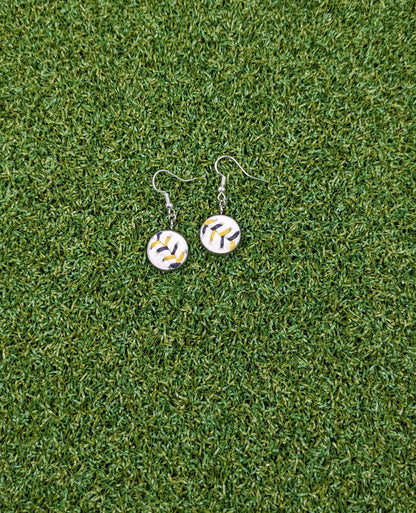 Black & Yellow Stitches - Baseball Small Dangle Earrings - Limited Edition