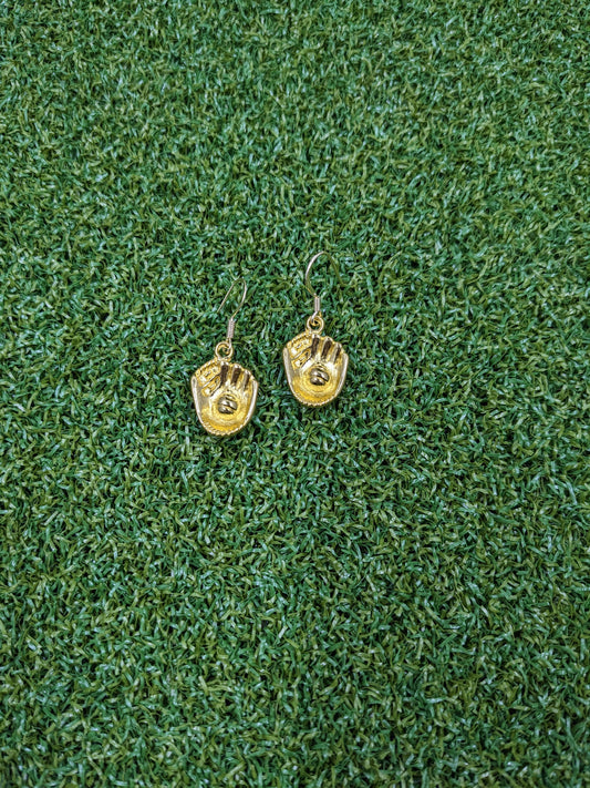 Gold Baseball Glove Earrings