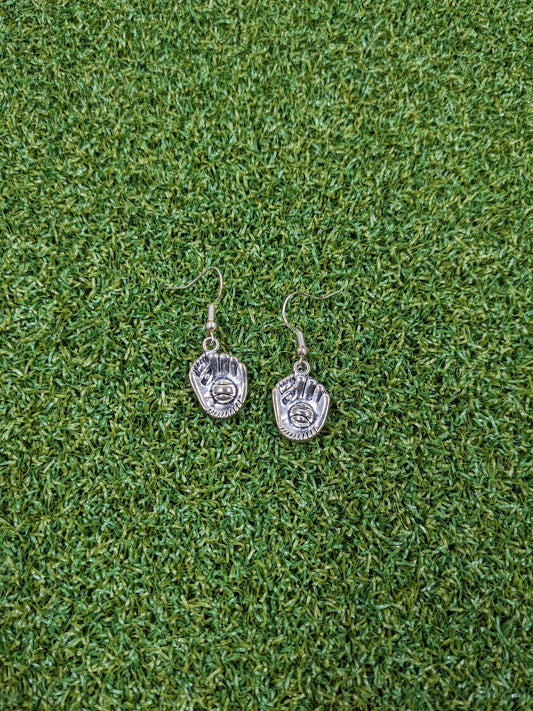 Silver Baseball Glove Earrings
