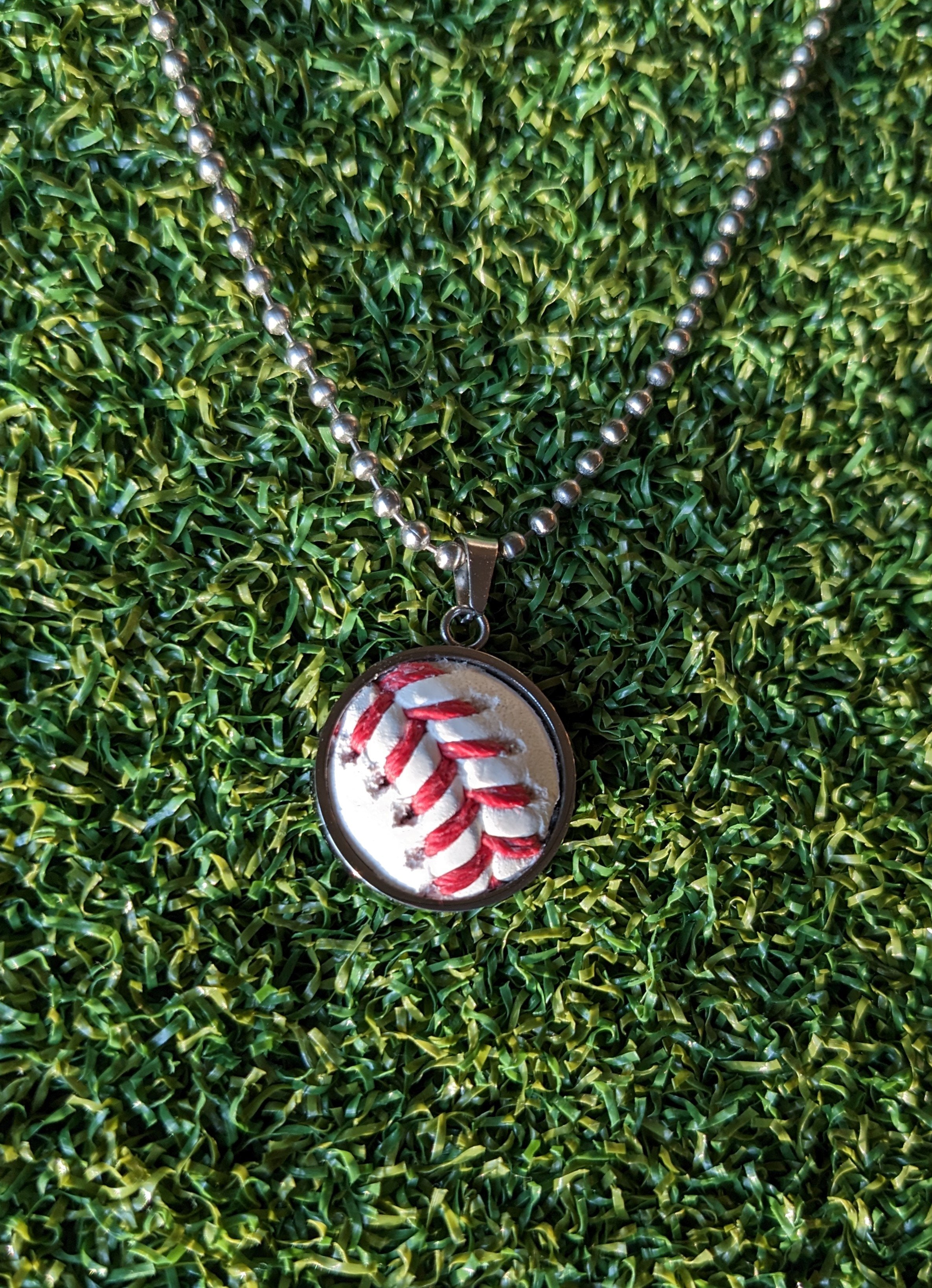 Sterling Silver Diamond Cut Baseball Bats Pendant Necklace