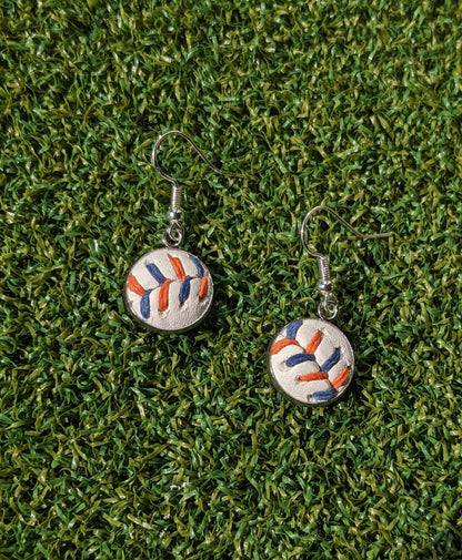 Orange & Blue Stitches - Baseball Small Dangle Earrings - Limited Edition