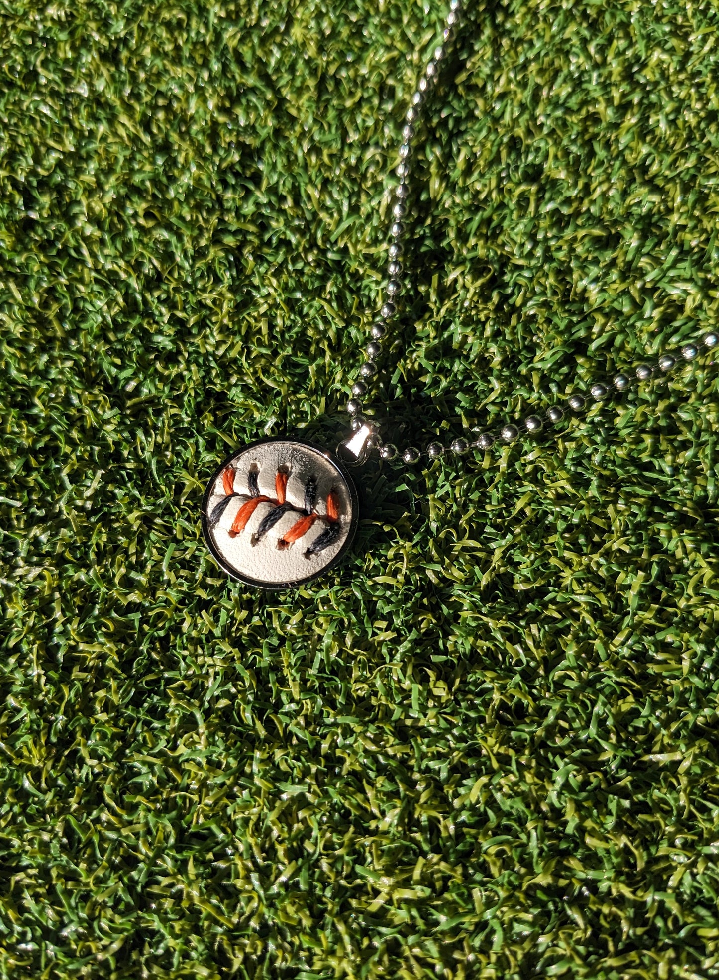 Orange & Black Stitches - Baseball Necklace - Limited Edition