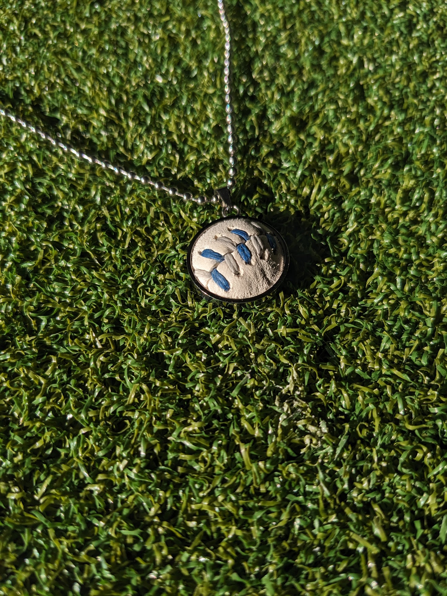 Blue & Gray Stitches - Baseball Necklace - Limited Edition