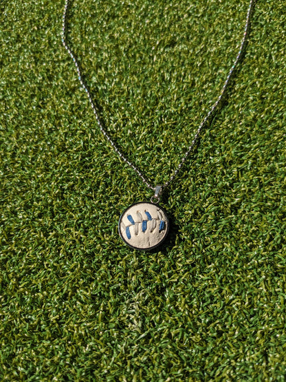 Blue & Gray Stitches - Baseball Necklace - Limited Edition