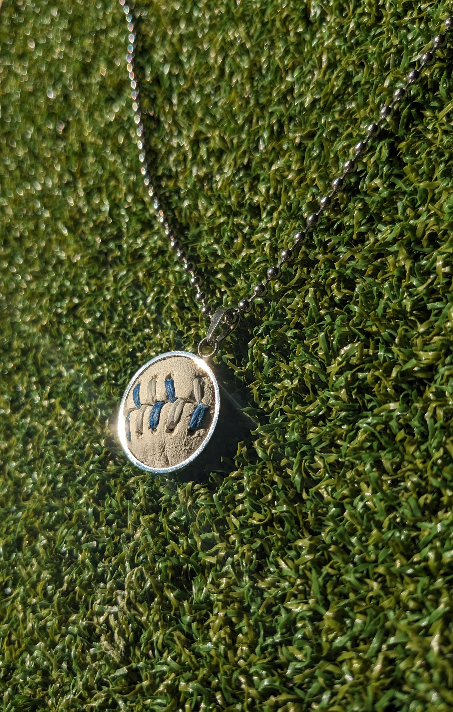 Blue & Gray Stitches - Baseball Necklace - Limited Edition