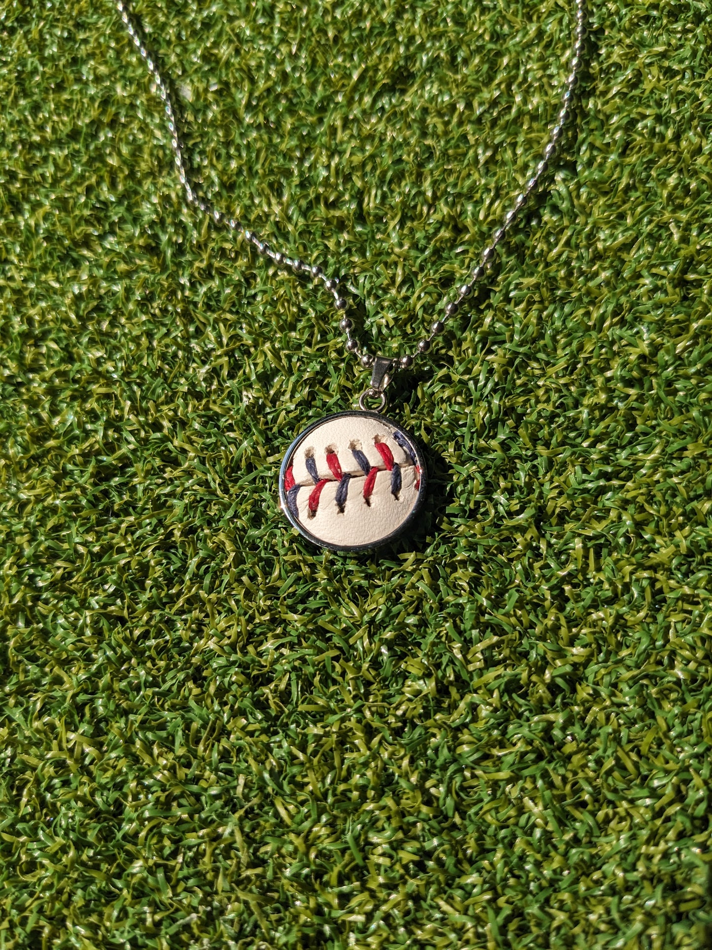 Red & Blue Stitches - Baseball Necklace - Limited Edition