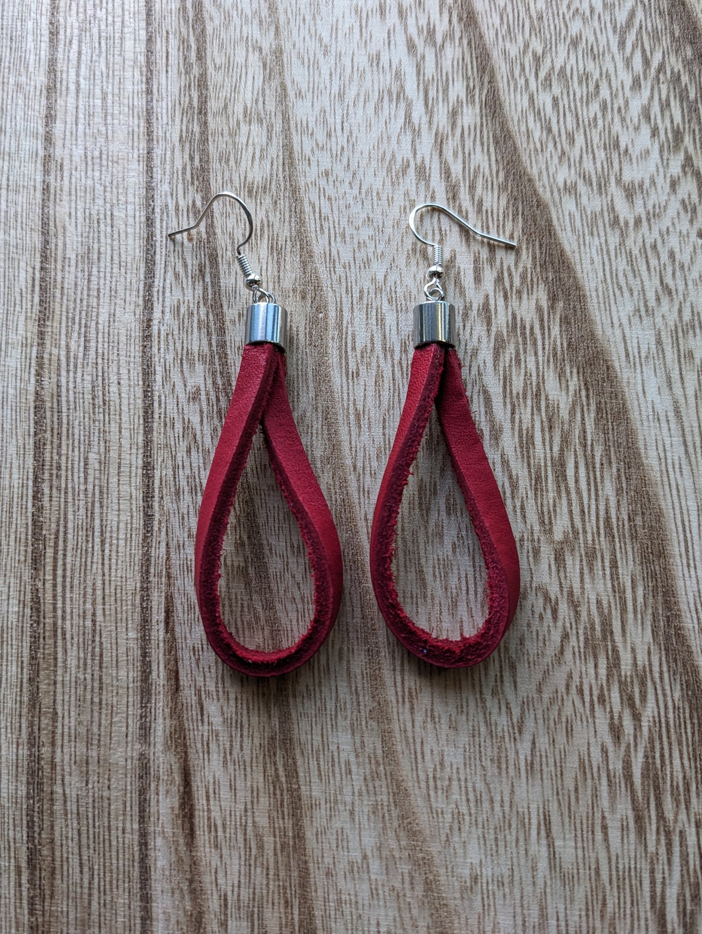 Red Baseball Glove Leather Earrings